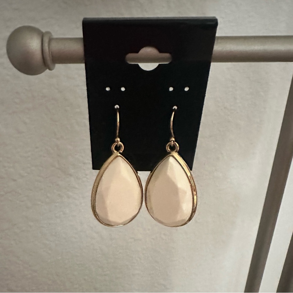 White & Gold Teardrop Earrings